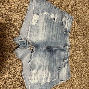 SO Distressed Denim Shorts - Light Blue